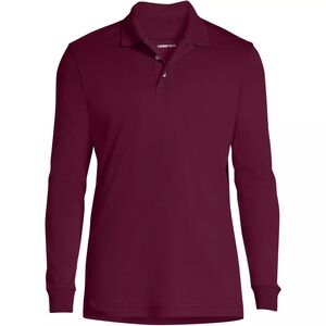👔 Lands’ End Men’s Burgundy Pima Cotton Long Sleeve Polo 🍷
